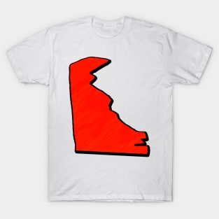 Bright Red Delaware Outline T-Shirt